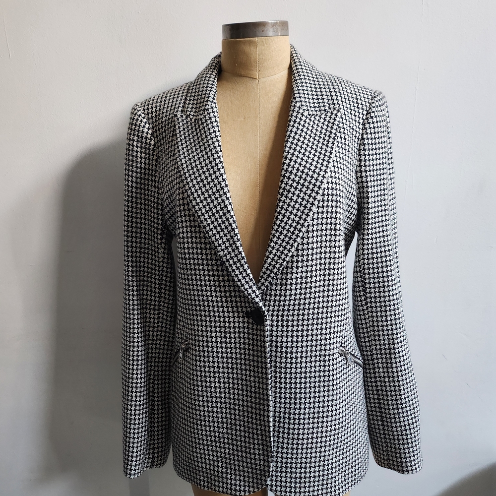 L'AGENCE Classic Black and White Houndstooth Women's Blazer, NWOT